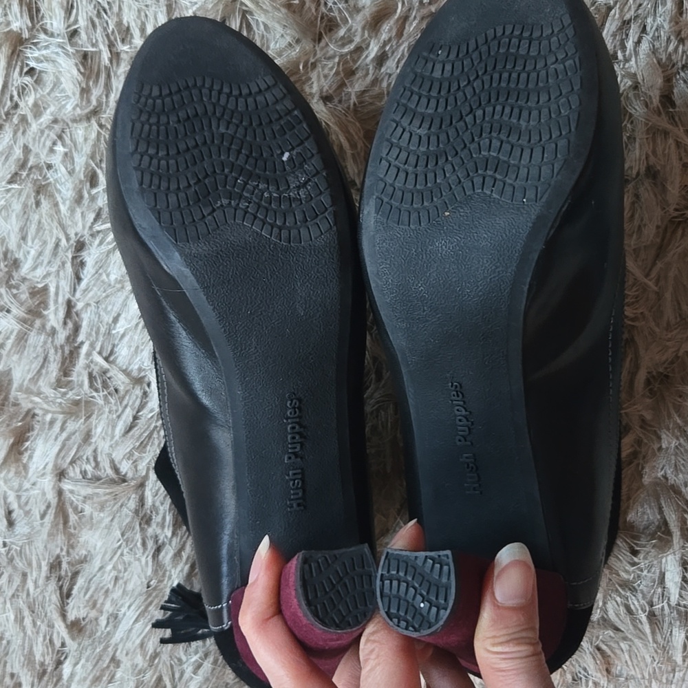 Hush Puppies Black And Burgundy Leather And Suede Booties - Picture 6 of 13
